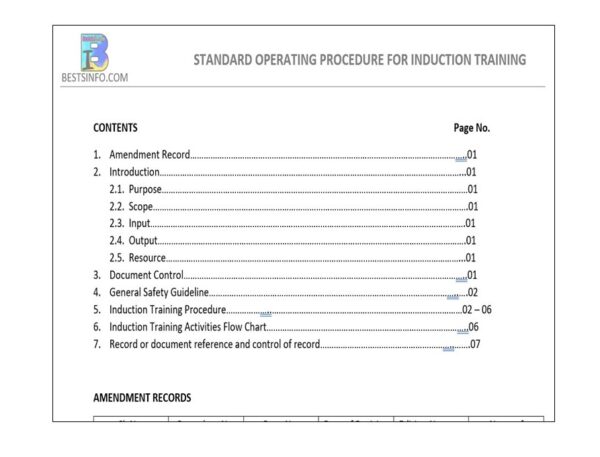 Induction Training Procedure